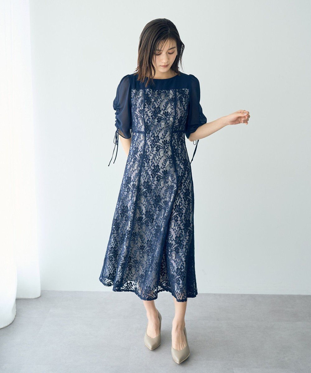 YECCA VECCA レース切替フレアドレス 