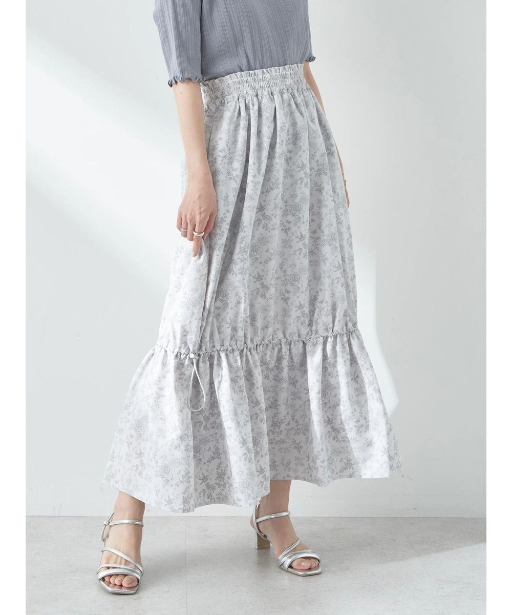 earth music&ecology フラワーティアードテックスカート 