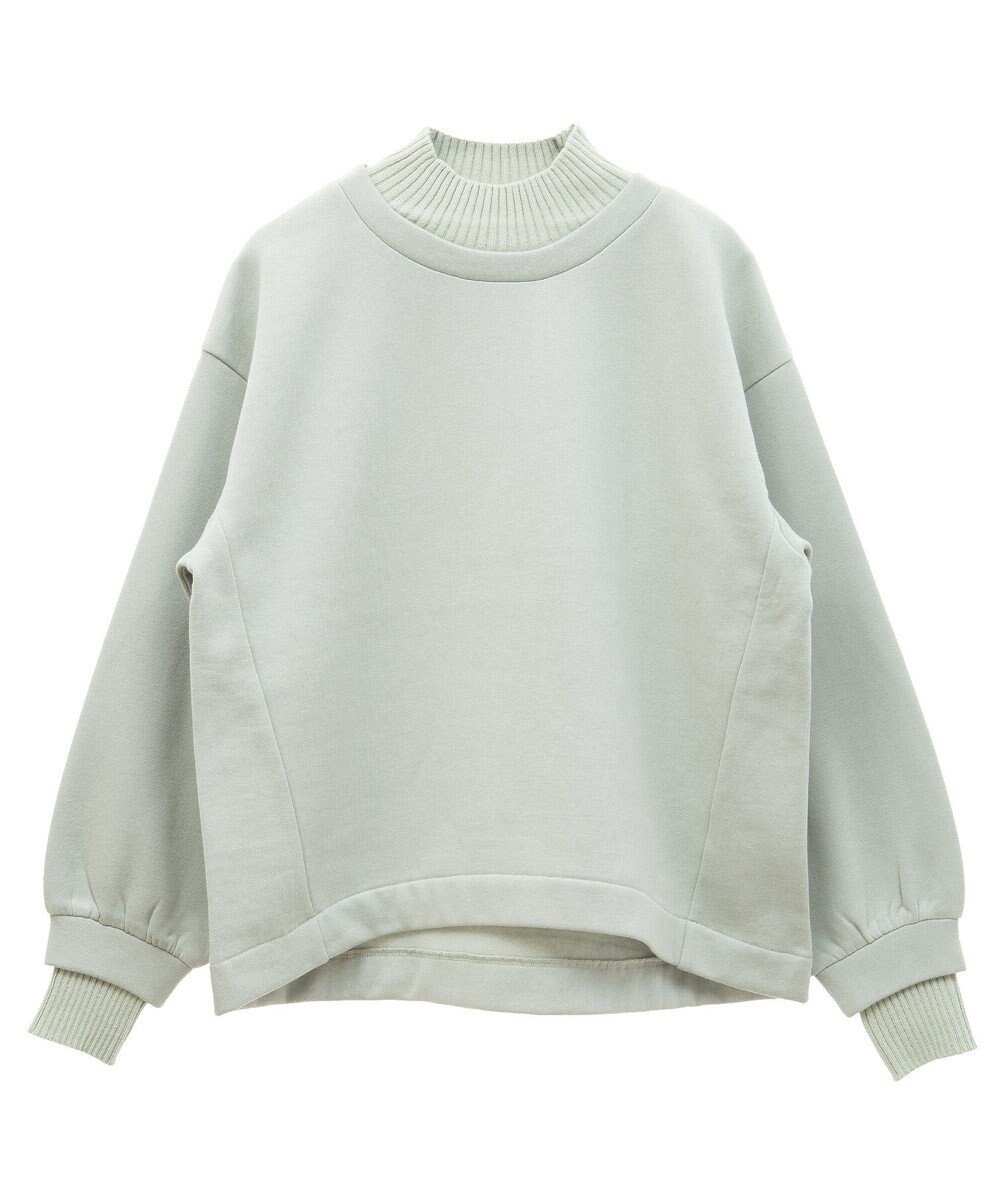 Green Parks 配色リブニットドッキング裏起毛プルオーバ 