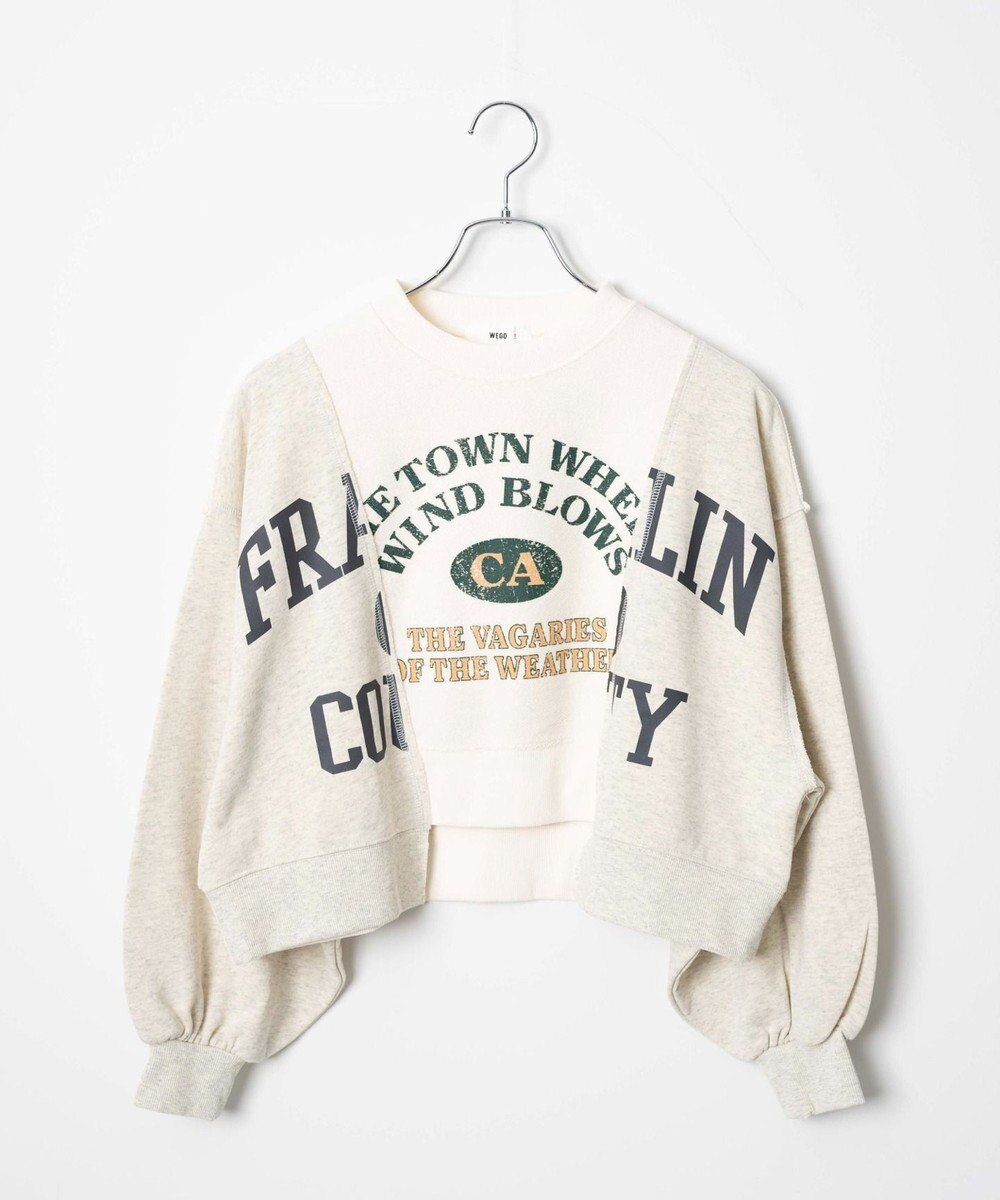 WEGO リメイク風切り替えショートスウェット 