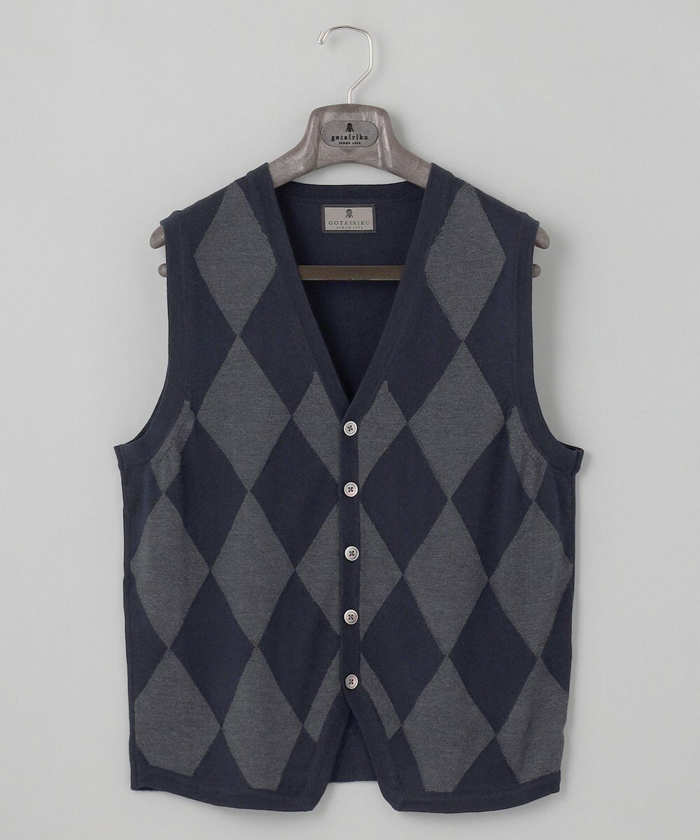 GOTAIRIKU 体温調整に【洗える/チクチクしにくい/ピリングしにくい】イタリア糸 ハイゲージ ベスト_WOOL100% 