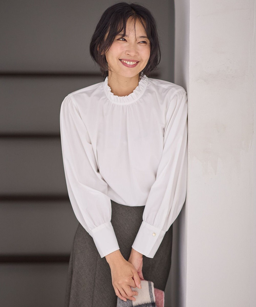 ANY 【手洗い可能/抗菌防臭/UVカット/速乾】フリルモックブラウス 