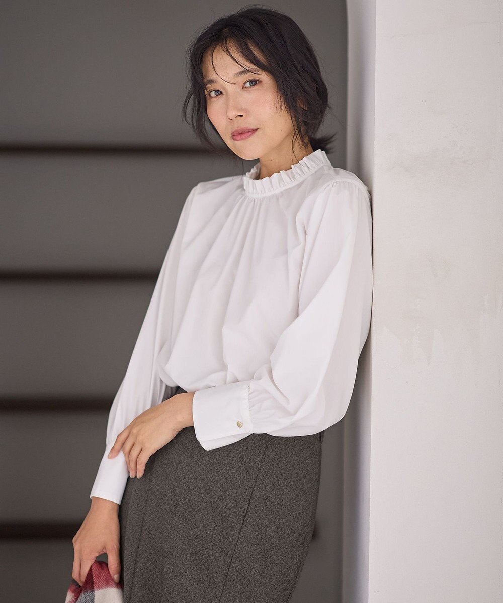 ANY 【手洗い可能/抗菌防臭/UVカット/速乾】フリルモックブラウス 