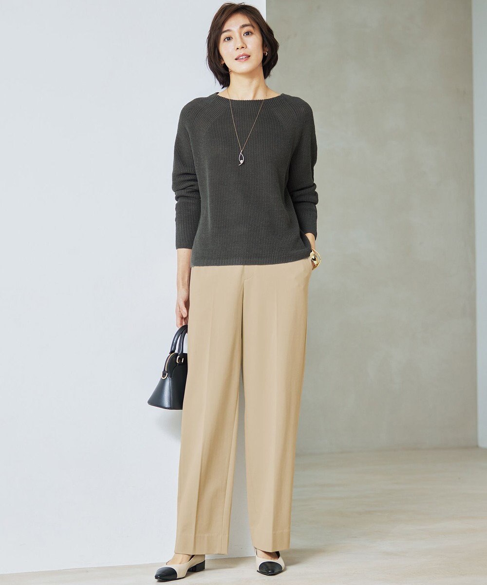 自由区 【洗える】ライトフィールジャージーワイドストレート パンツ 