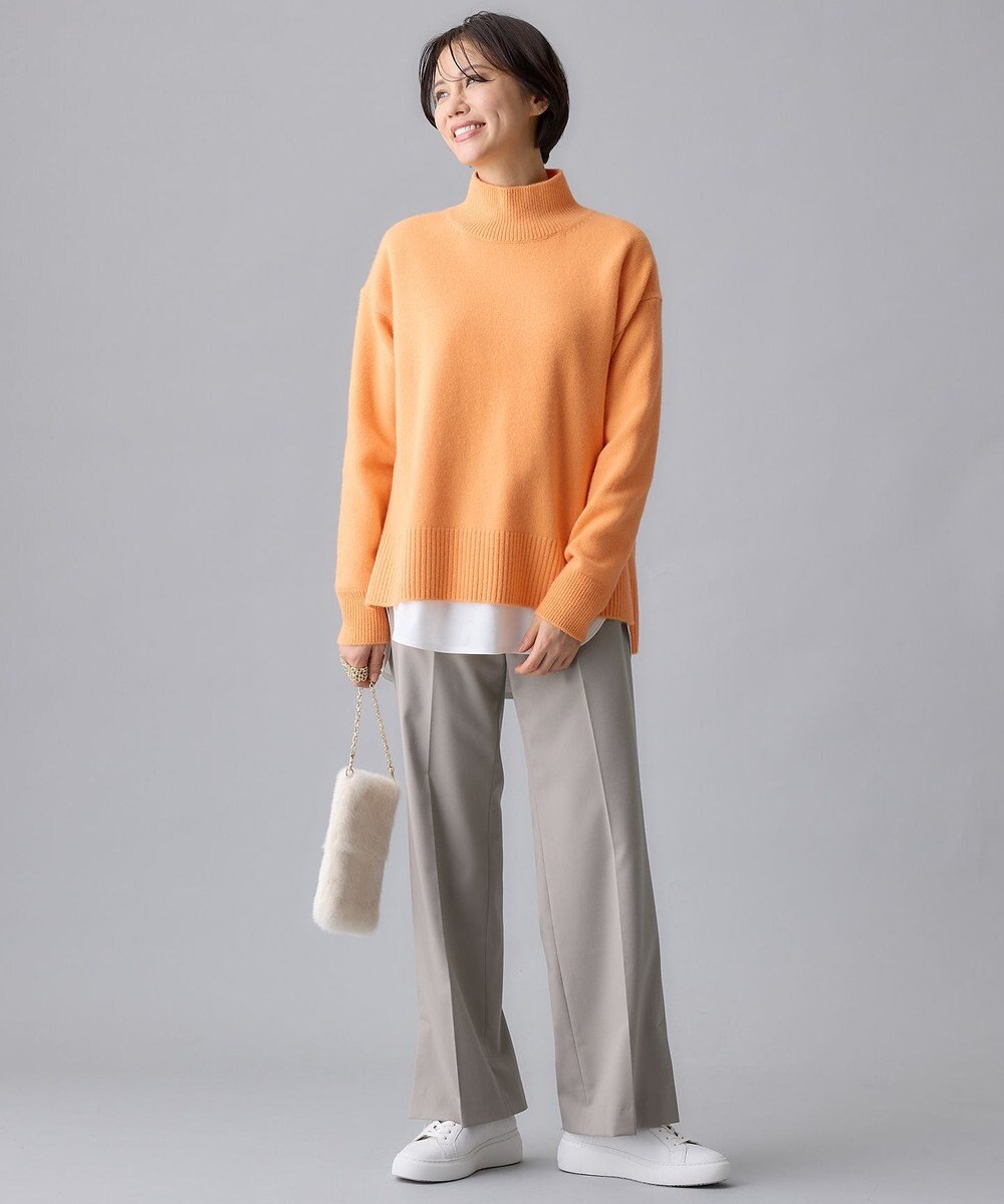 自由区 L 【洗える】ウールカシミヤブレンドハイネック ニット 