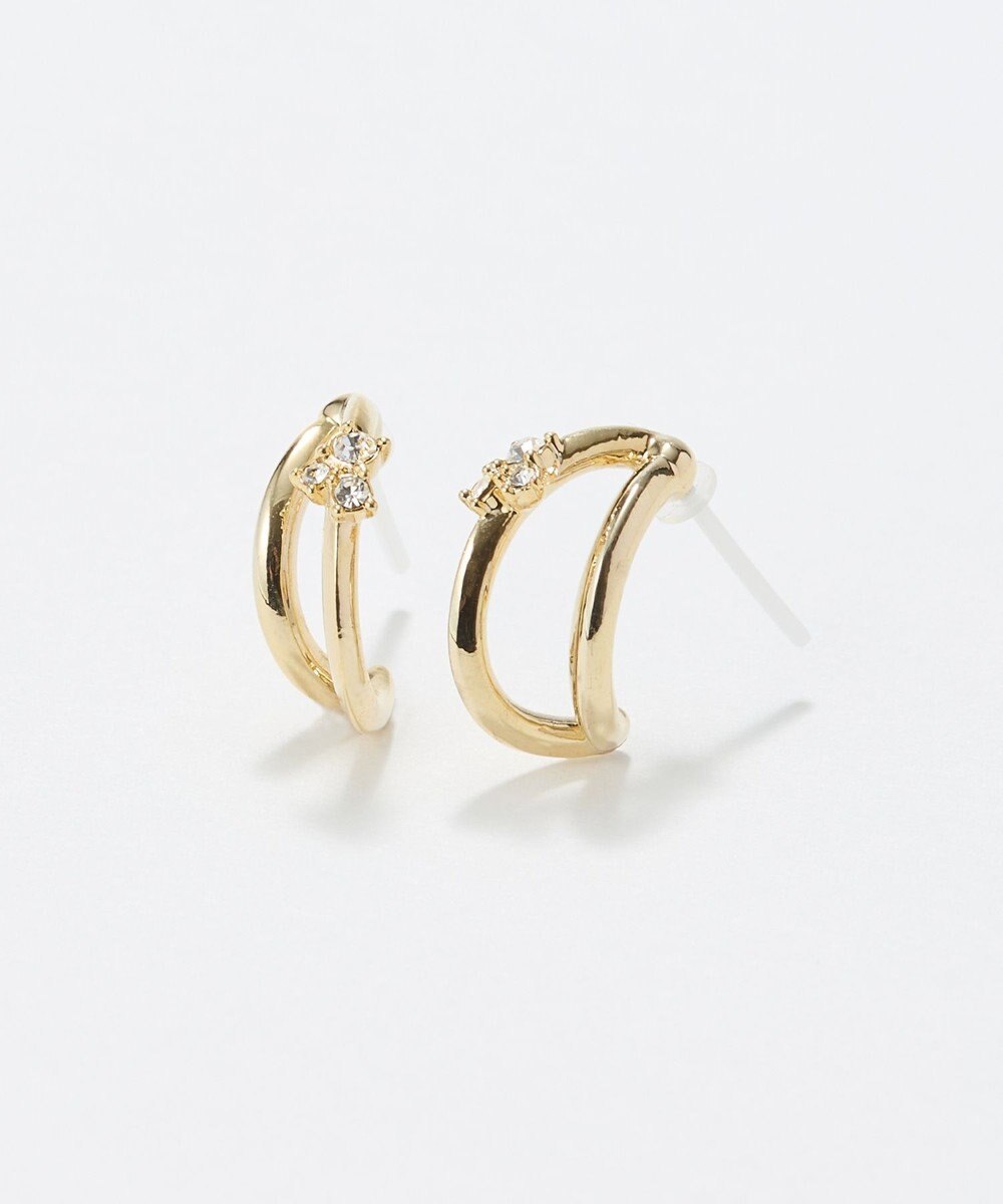 Phoebe 〈アレルギー対応〉シャイニーダブルフープセラミックピアス　ゴールド 