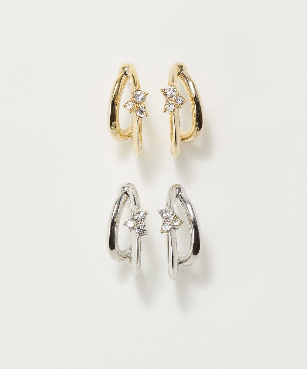 Phoebe 〈アレルギー対応〉シャイニーダブルフープセラミックピアス　ゴールド 