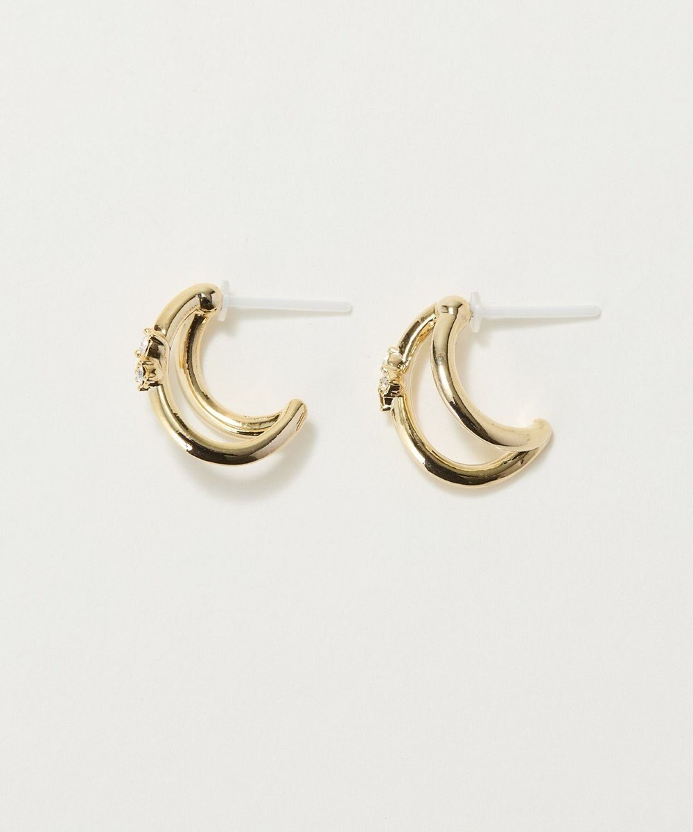 Phoebe 〈アレルギー対応〉シャイニーダブルフープセラミックピアス　ゴールド 