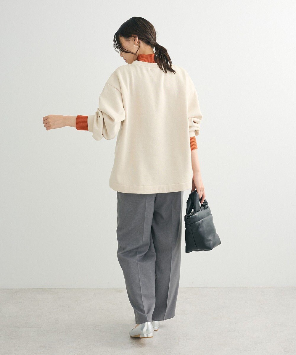 Green Parks 配色リブニットドッキング裏起毛プルオーバ 