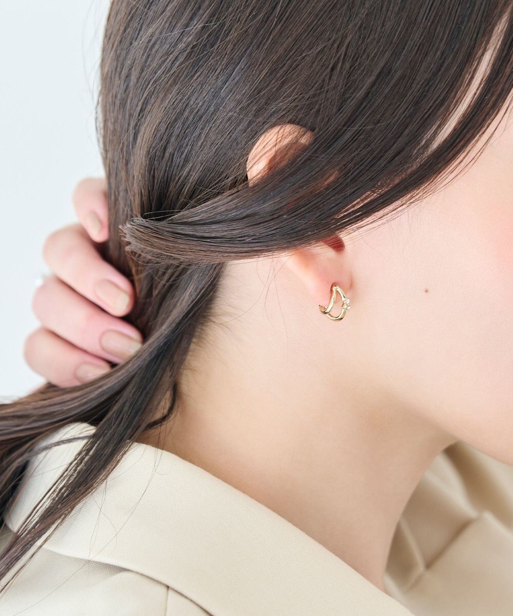 Phoebe 〈アレルギー対応〉シャイニーダブルフープセラミックピアス　ゴールド 