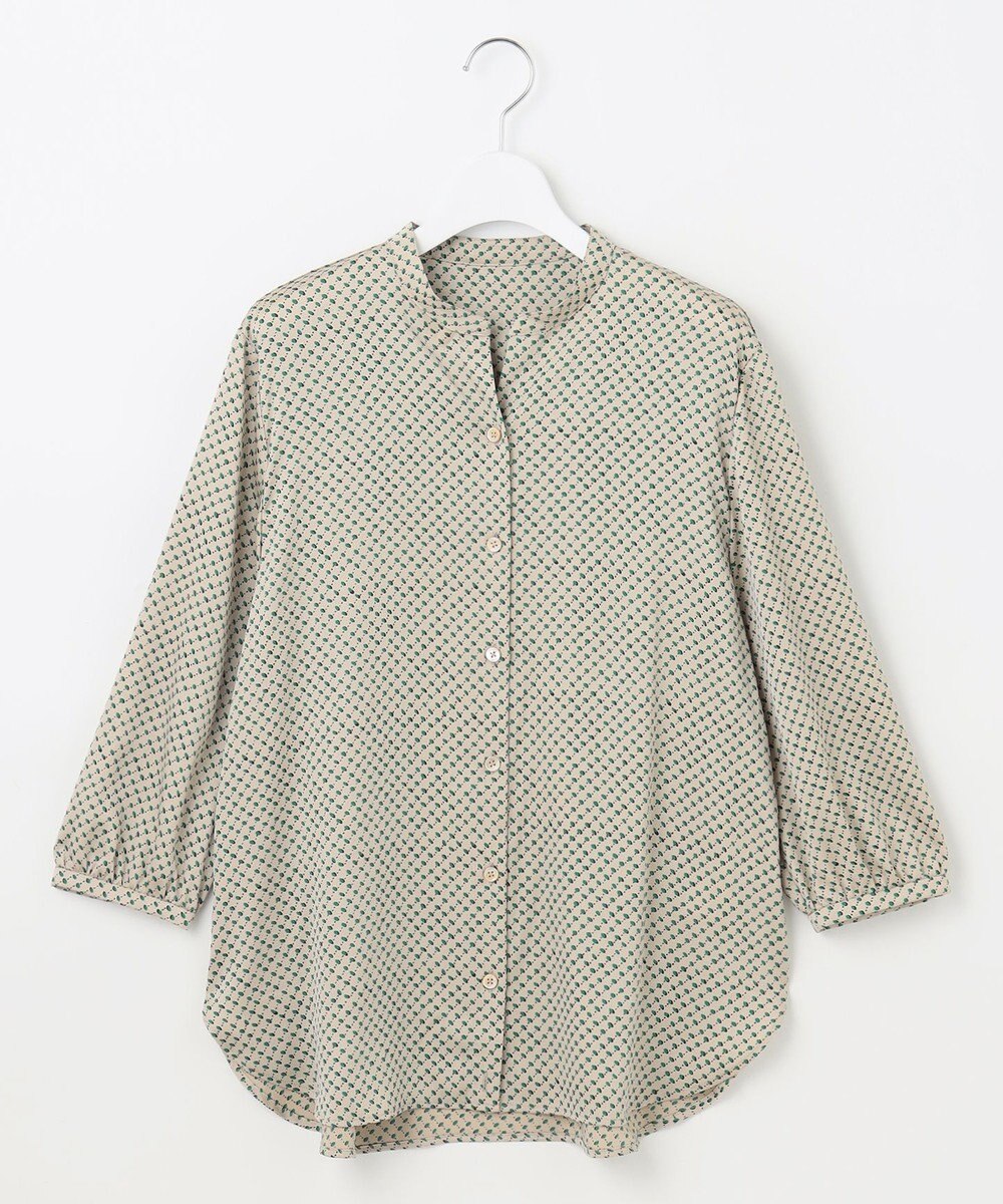 自由区 L 【カタログ掲載・セットアップ対応・洗える】サテンアムンゼンバンドカラー ブラウス 