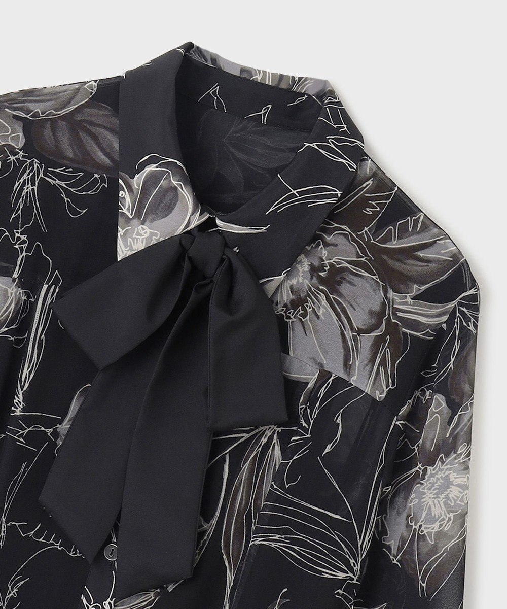 GRACE CONTINENTAL リボン付ロゴフラワープリントワンピース 