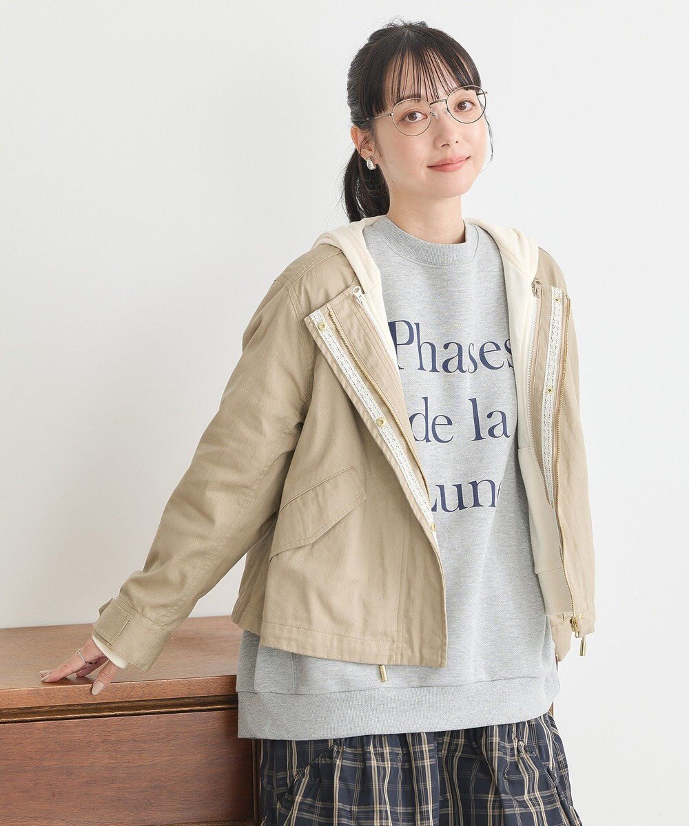 earth music&ecology パーカー付きミリタリーブルゾン 