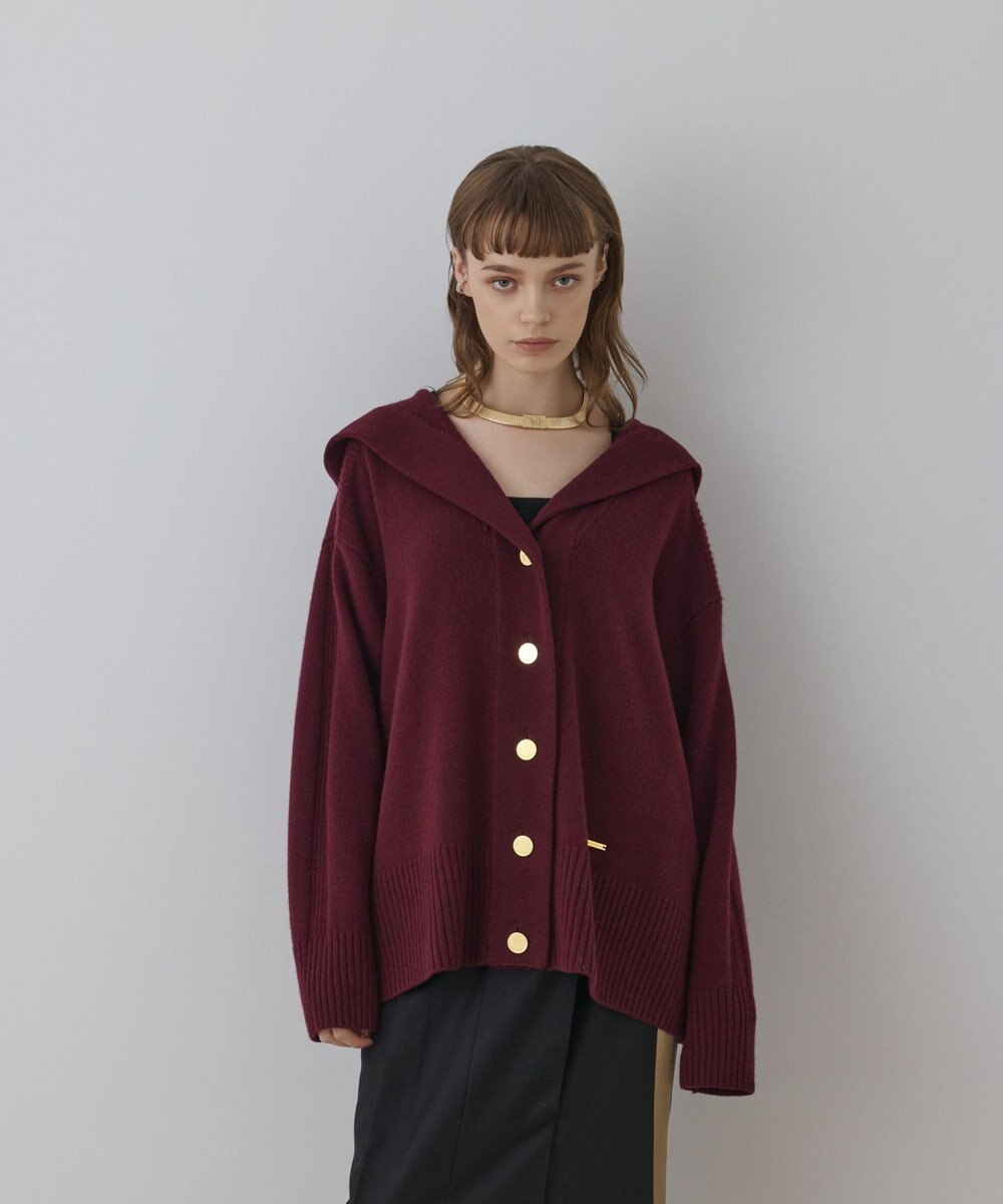 GRACE CONTINENTAL ウールフードニットカーディガン 