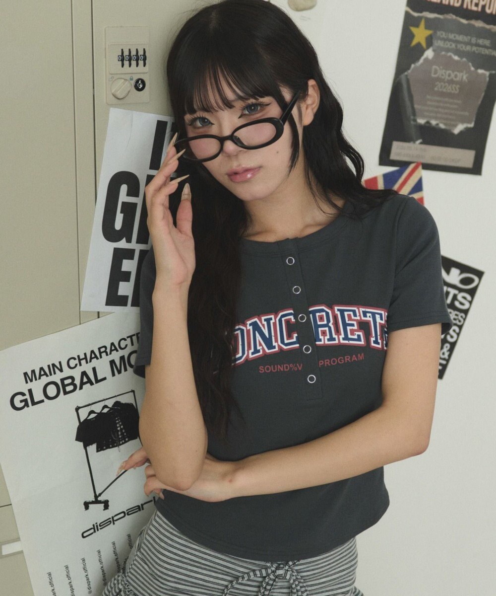 WEGO ヘンリーネックロゴSSトップ 