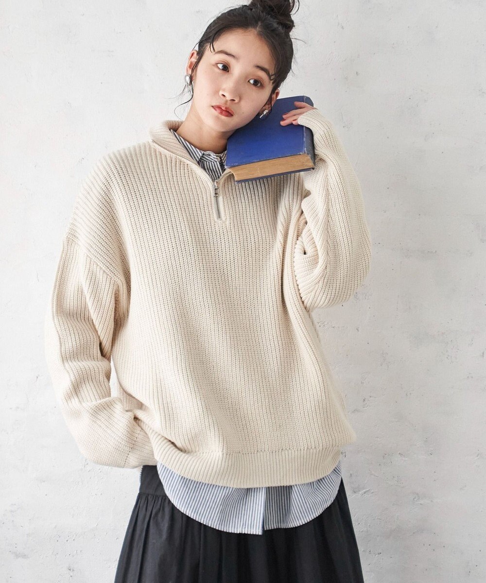 WEGO オーバーフィットハーフジッププルオーバー 