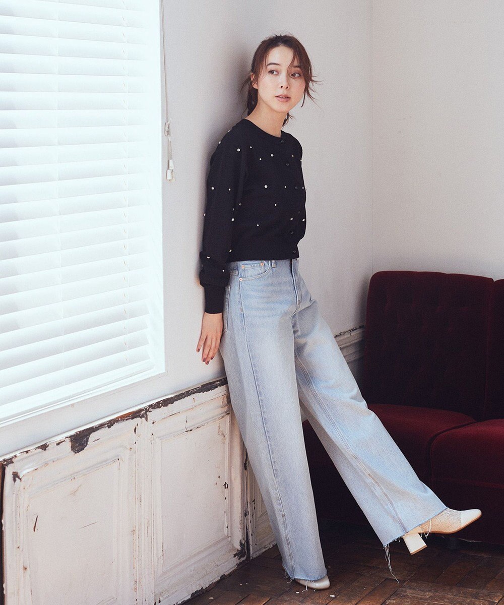 earth music&ecology パール＆ビジューカーディガン 