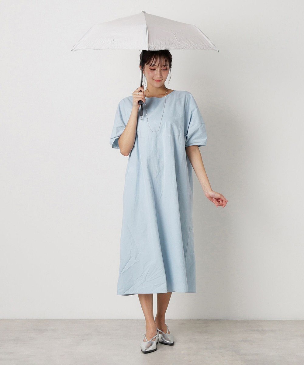 MOONBAT 【遮光率100％/遮熱/UV】LANVIN en Bleu (ランバン オン ブルー)晴雨兼用日傘 ピコレース シルバーラメ刺繍 折りたたみ傘 簡単開閉 