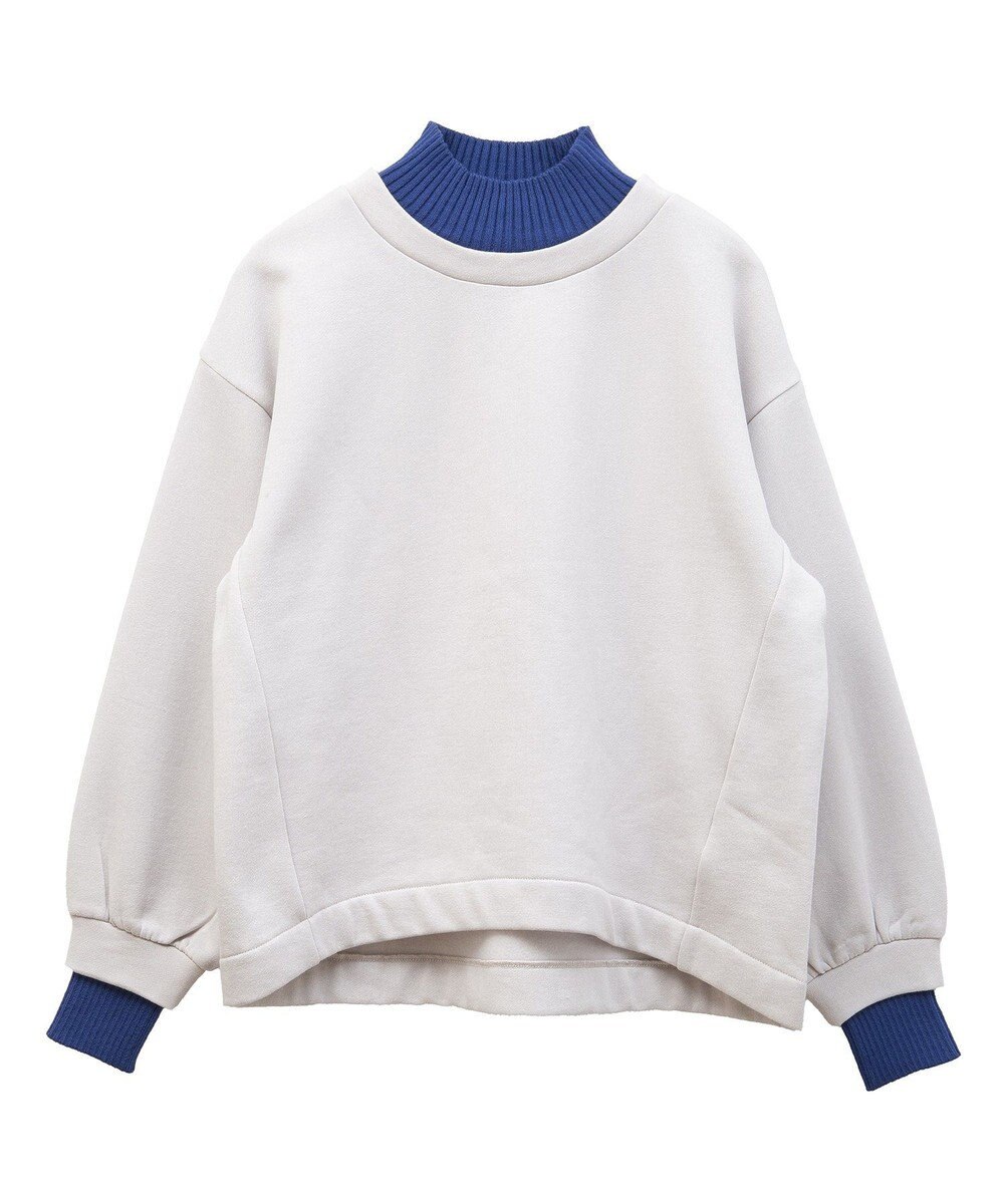 Green Parks 配色リブニットドッキング裏起毛プルオーバ 