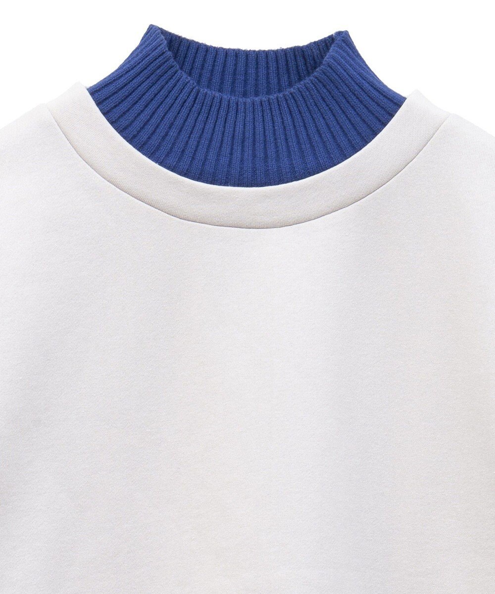 Green Parks 配色リブニットドッキング裏起毛プルオーバ 