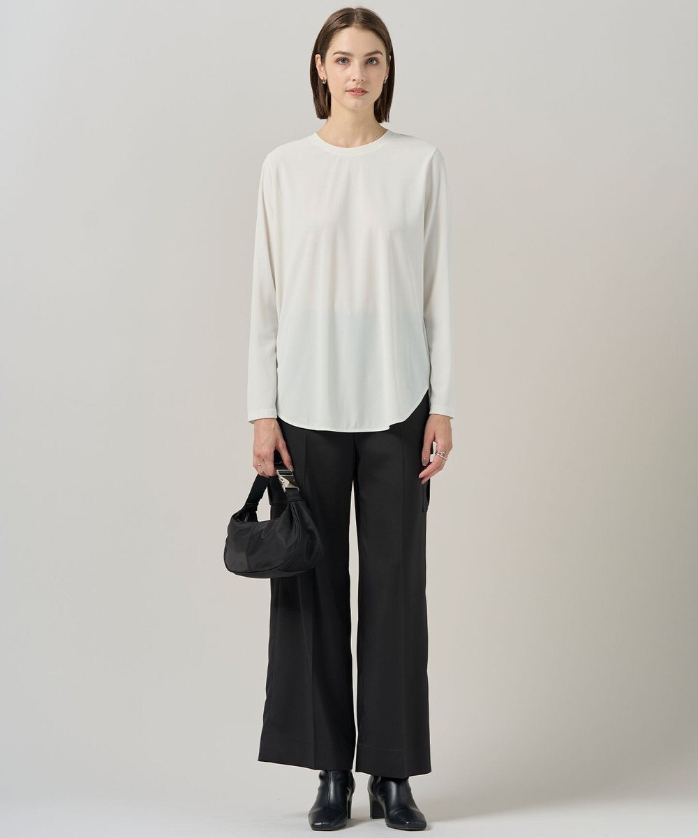 ICB L 【マシンウォッシャブル可】ライトトリコット バックスリット入り長袖プルオーバー 