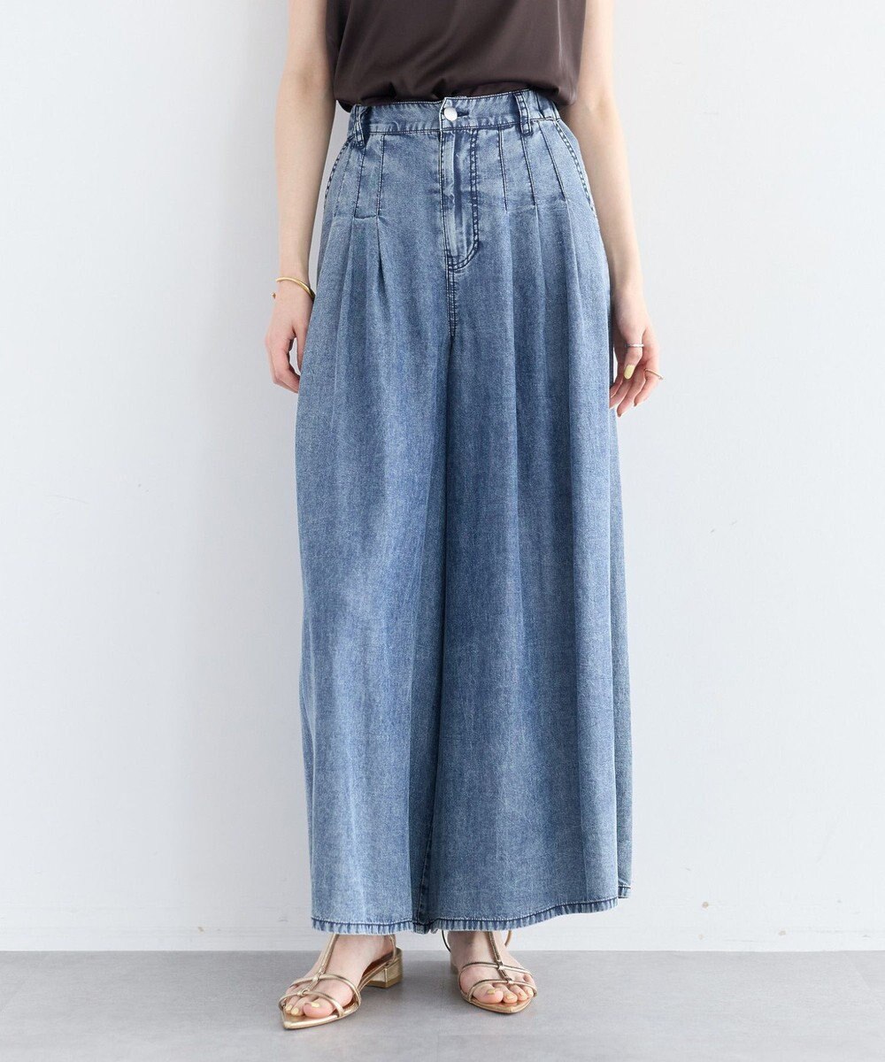 YECCA VECCA バイオ加工ヴィンテージデニムワイドパンツ 