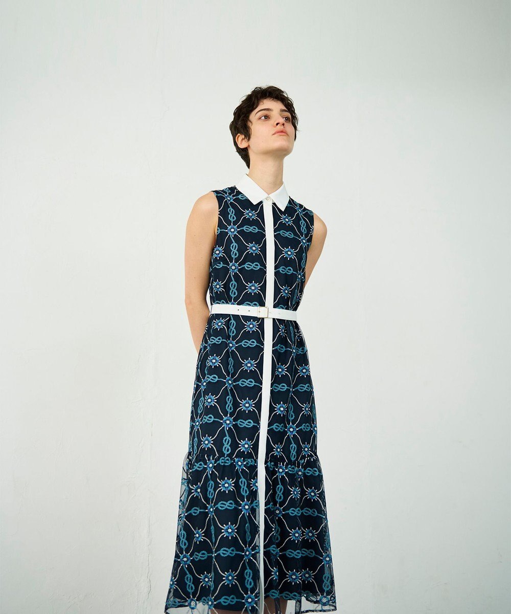 GRACE CONTINENTAL マリン刺繍チュールワンピース 