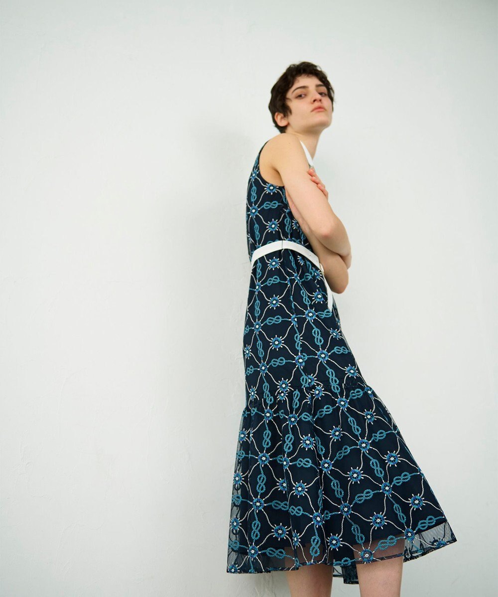 GRACE CONTINENTAL マリン刺繍チュールワンピース 