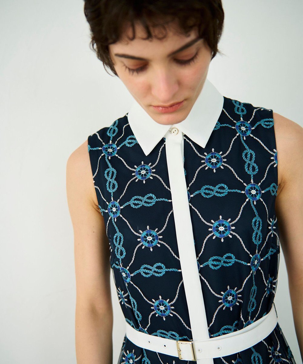 GRACE CONTINENTAL マリン刺繍チュールワンピース 