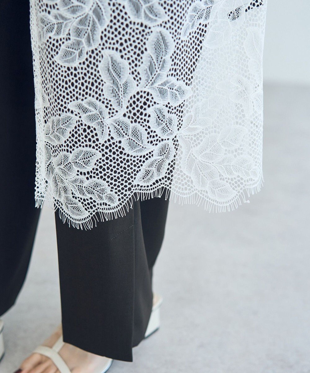 YECCA VECCA リーフ柄レースキャミワンピース 