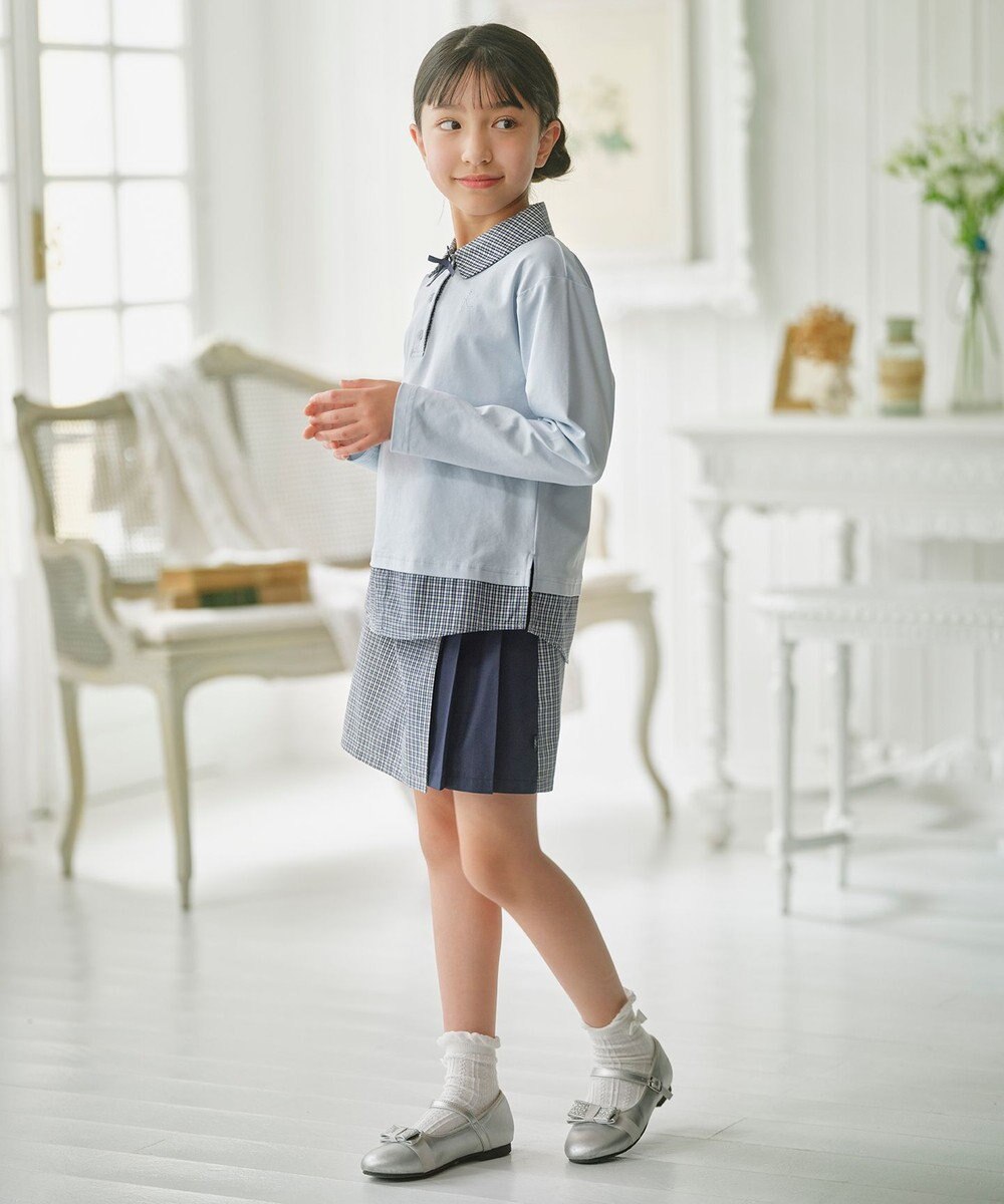 組曲 KIDS 【150-160㎝】 ミニチェック レイヤードトップス 