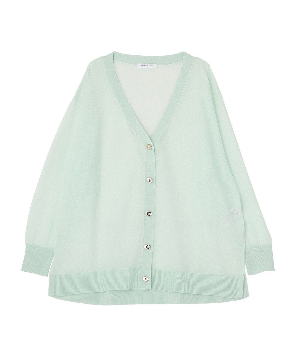 AMERICAN HOLIC メタルボタンシアーVネックカーディガン 
