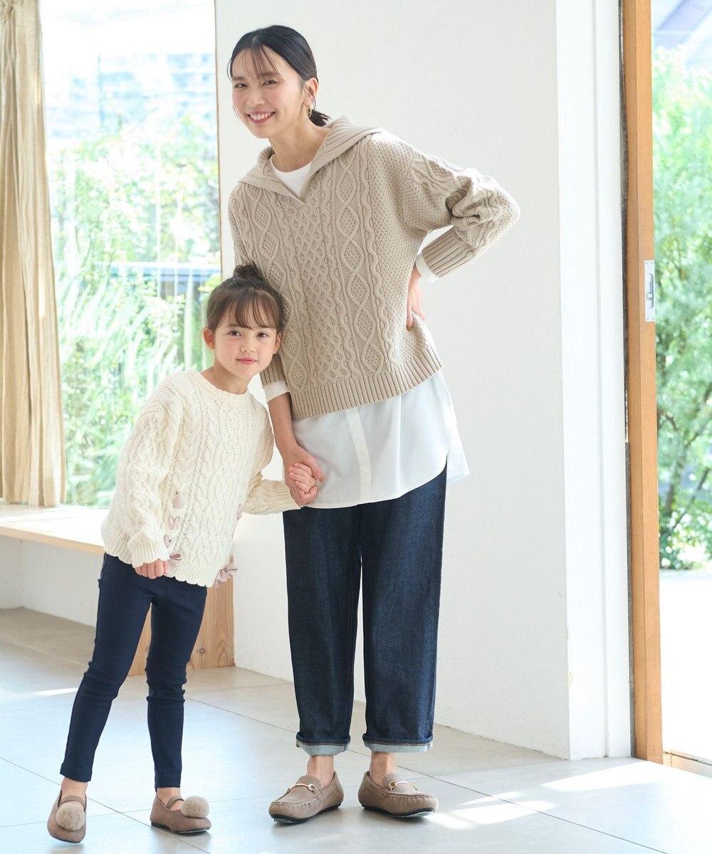 ANY 【洗濯機可】スキッパーソフトタッチアラン柄ニット 