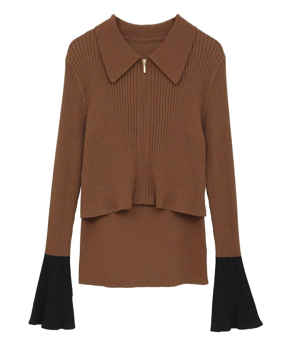 YECCA VECCA 【2点SET】キャミセット襟付きZIPカーディガン 