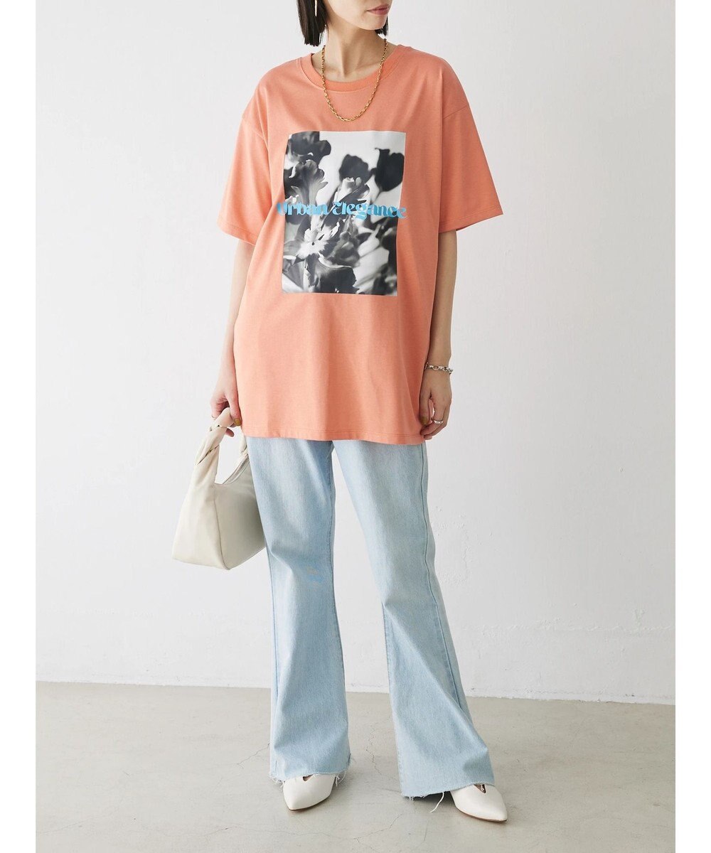 Green Parks レトロフラワーロゴ入りプリントＴシャツ 