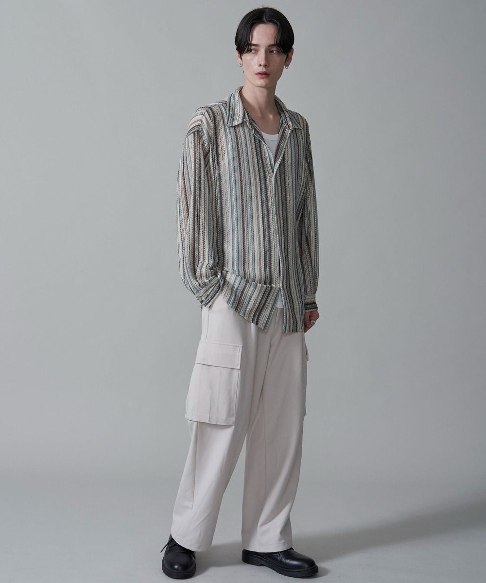 WEGO ストライプメッシュBIGシャツ（LS） 