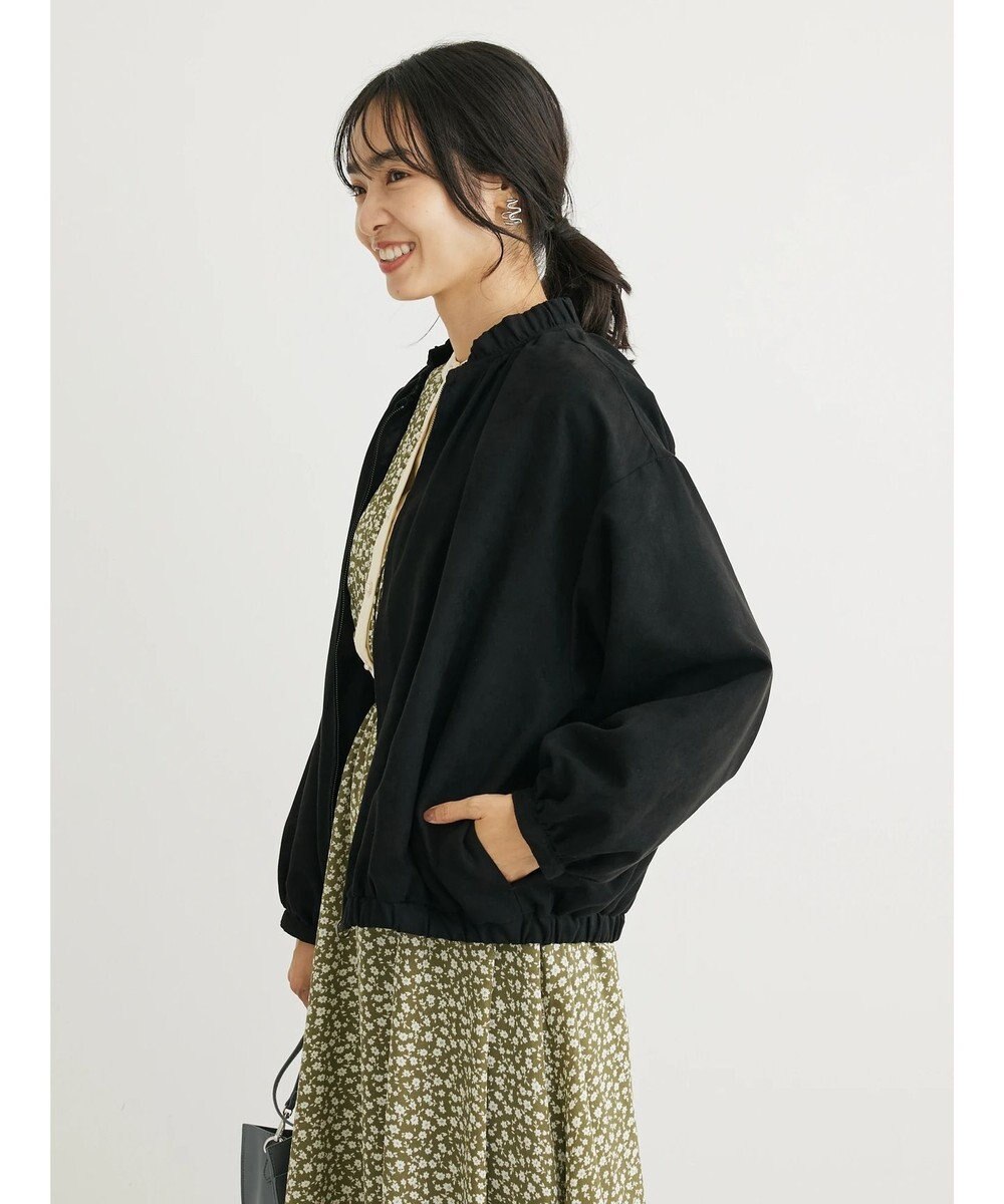 Green Parks スウェード調ギャザーブルゾン 
