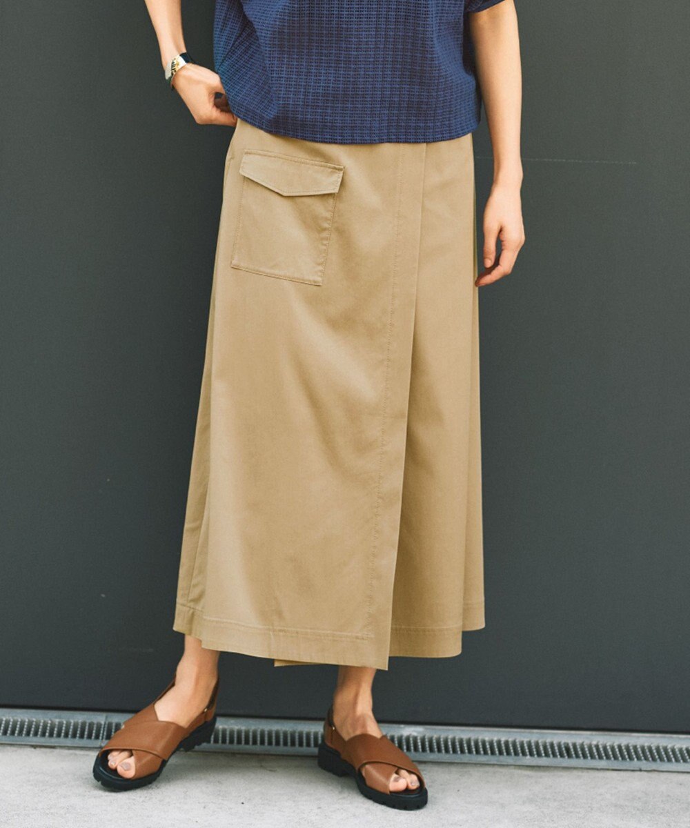 自由区 L 【カタログ掲載・接触冷感・UVカット・洗える】デニムライクボトムフレア スカート 