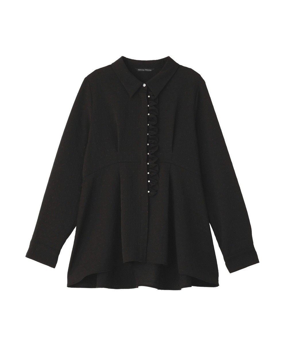 YECCA VECCA パールジャガードペプラムブラウス 