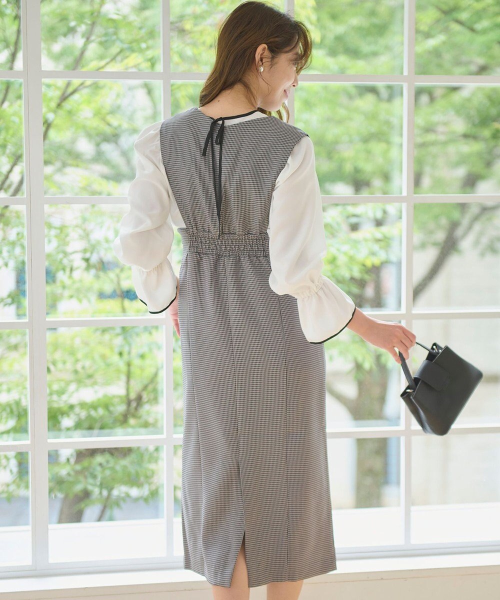 Feroux 【洗える】バイカラー ブラウス 