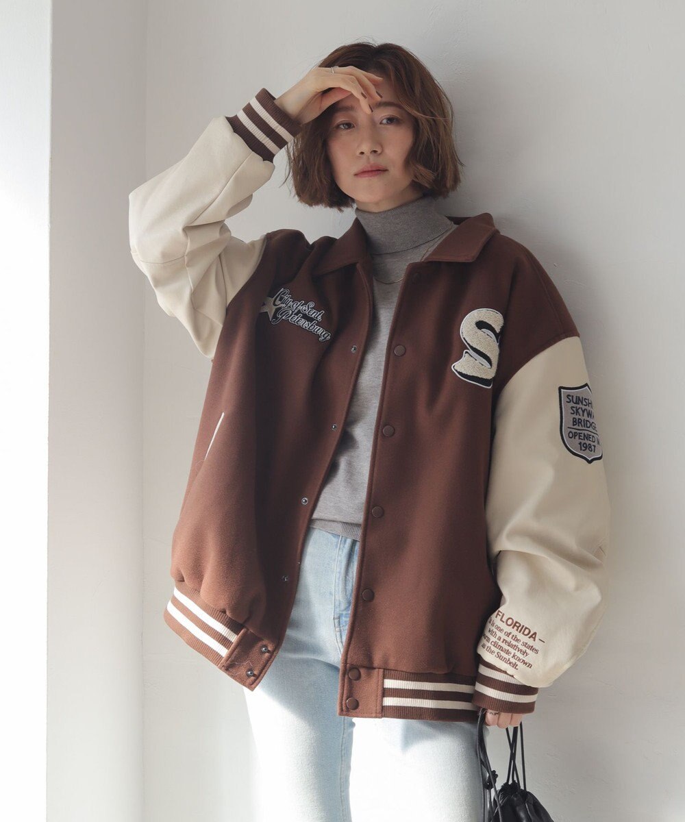 WEGO 【25年秋冬新作/ユニセックス着用ITEM/SMLサイズ展開】メルトンワッペンスタジャン 