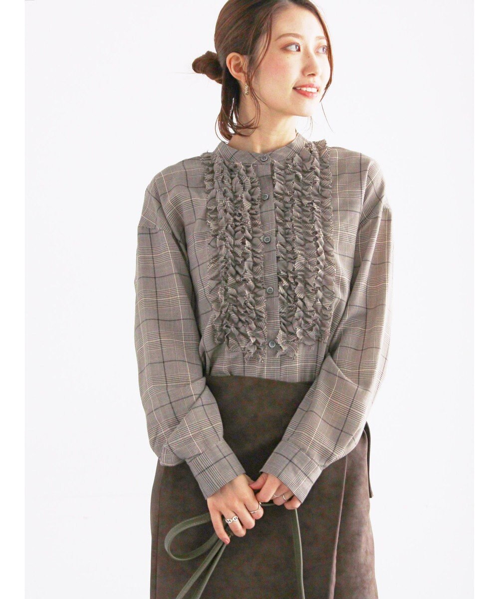 Te chichi チェックフリルブラウス 