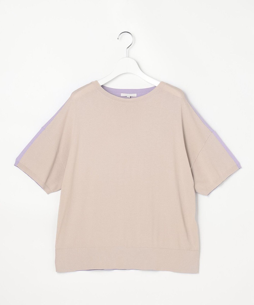 自由区 【大人のバイカラー】ライトクレープストレッチ プルオーバー 