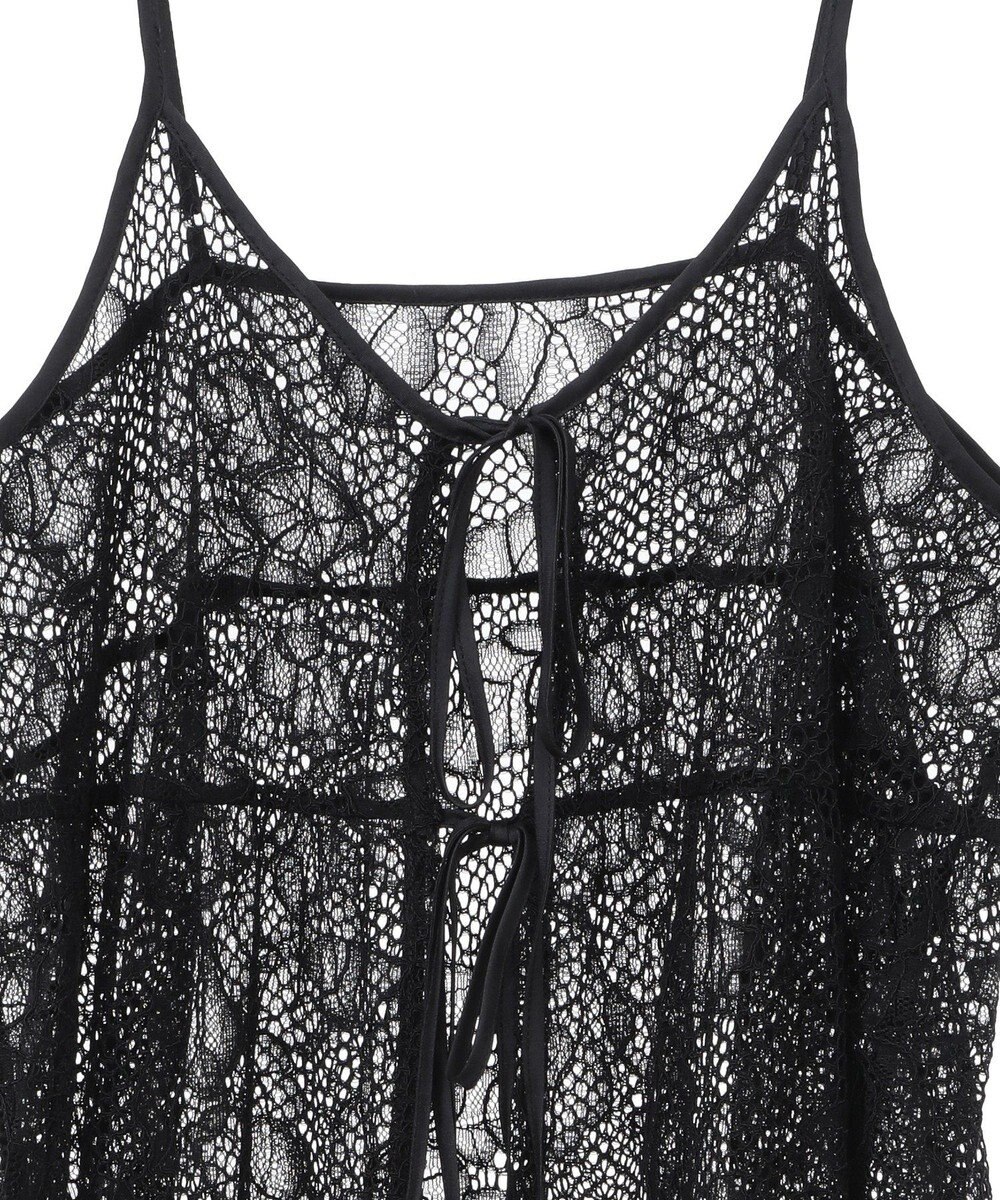 YECCA VECCA リーフ柄レースキャミワンピース 