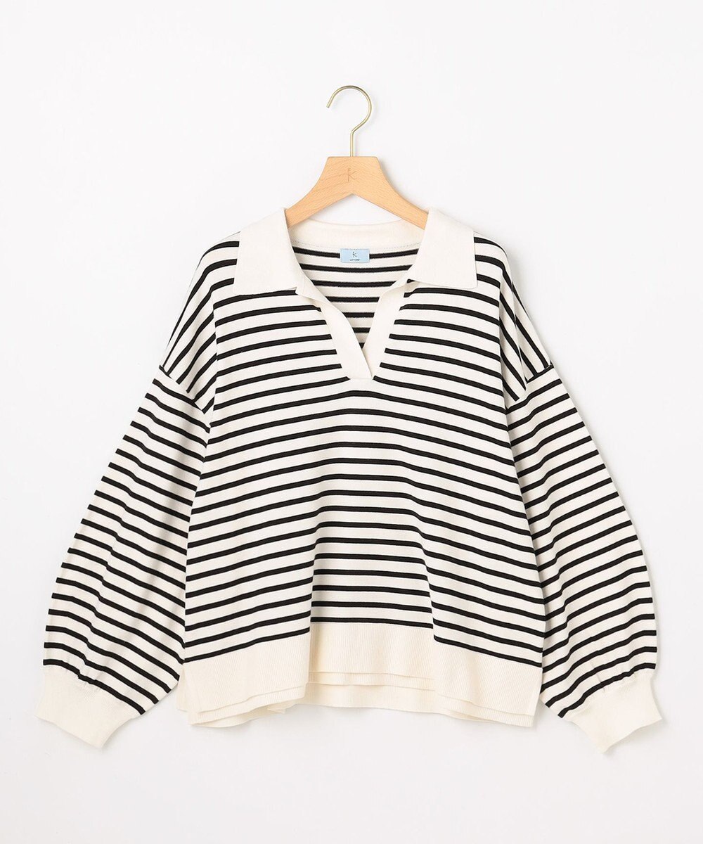 組曲 【加藤ローサさん着用】ポロ襟ストレッチニット 