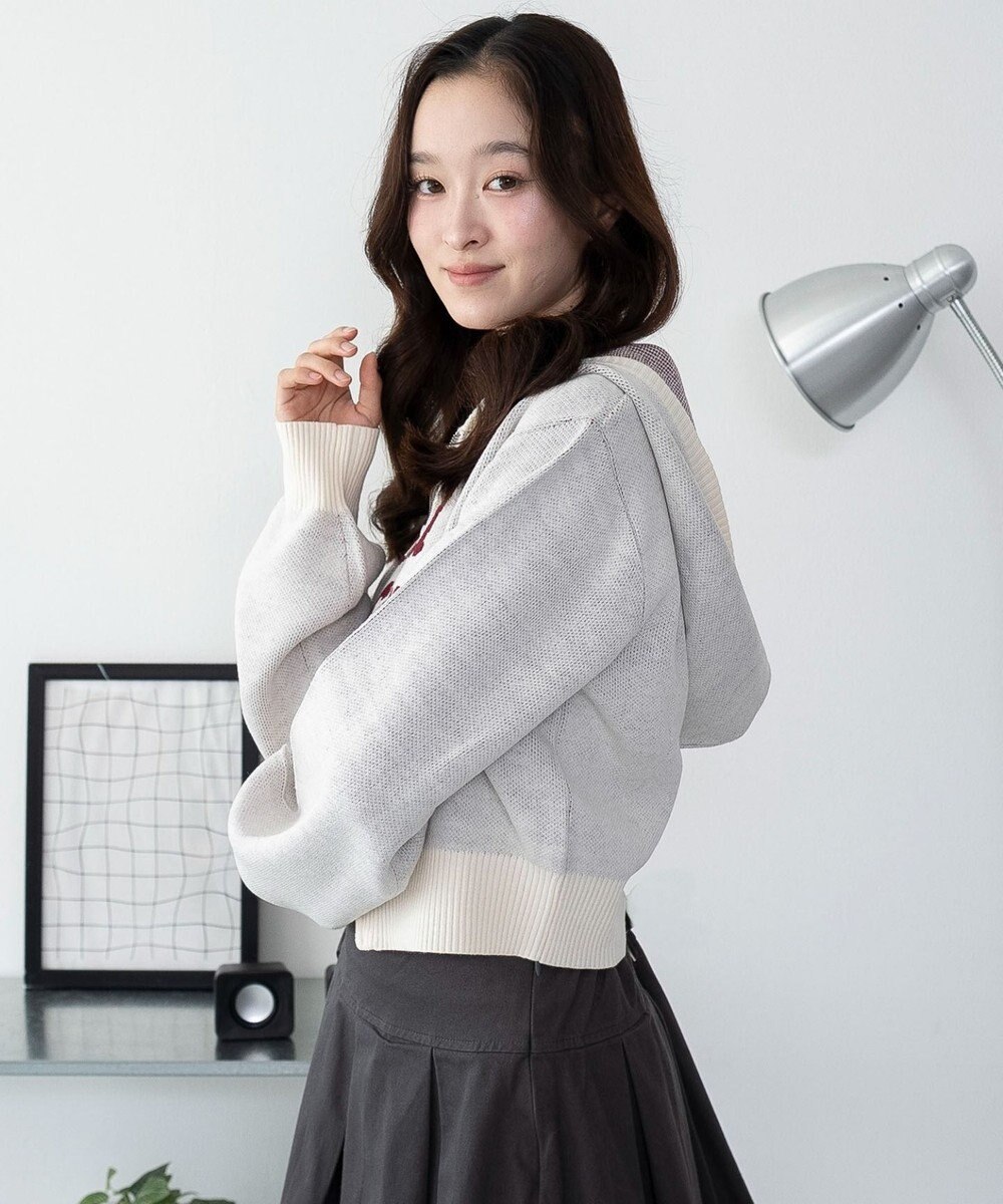 WEGO グラフィックジャガードニットZIPパーカー 