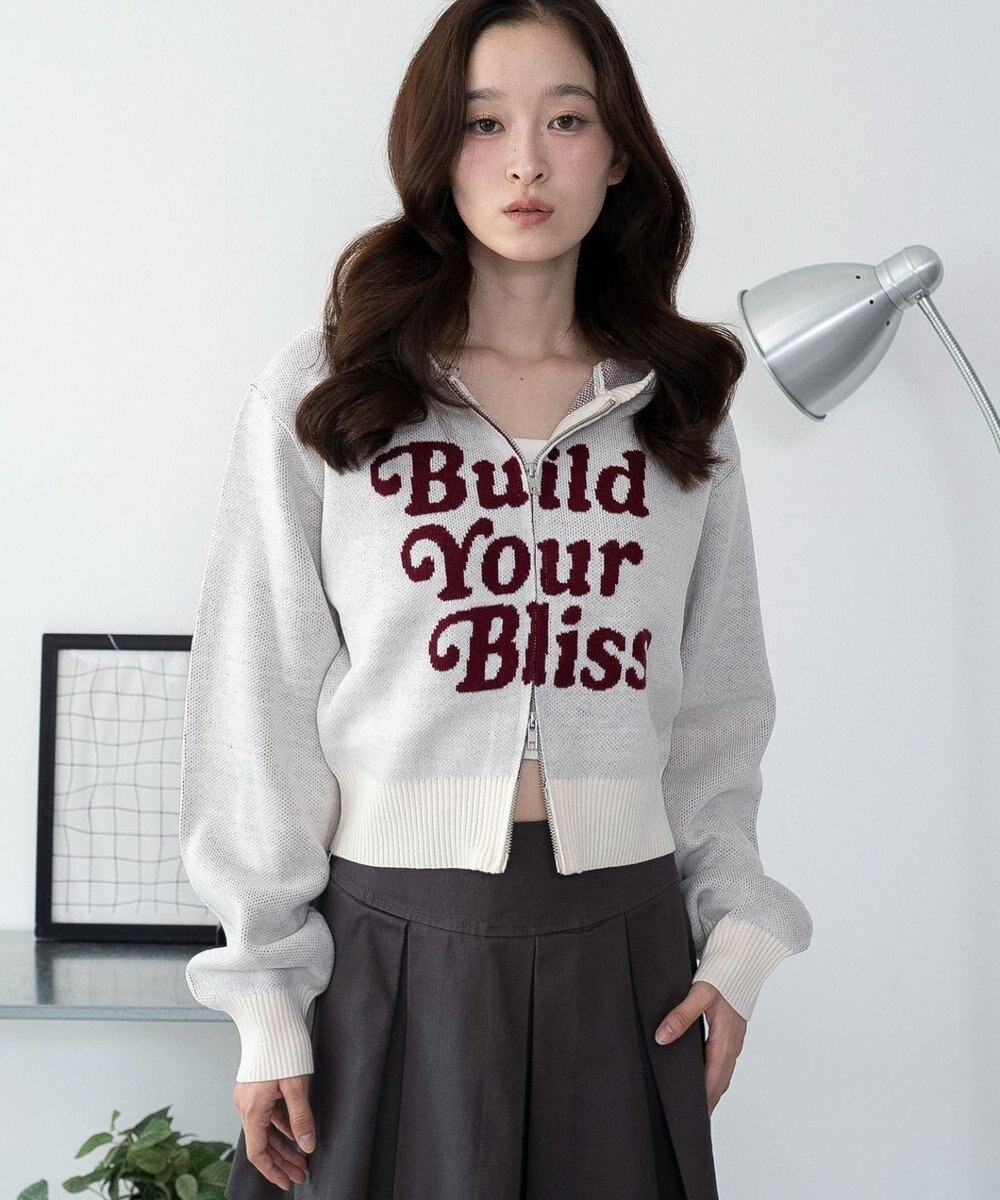 WEGO グラフィックジャガードニットZIPパーカー 