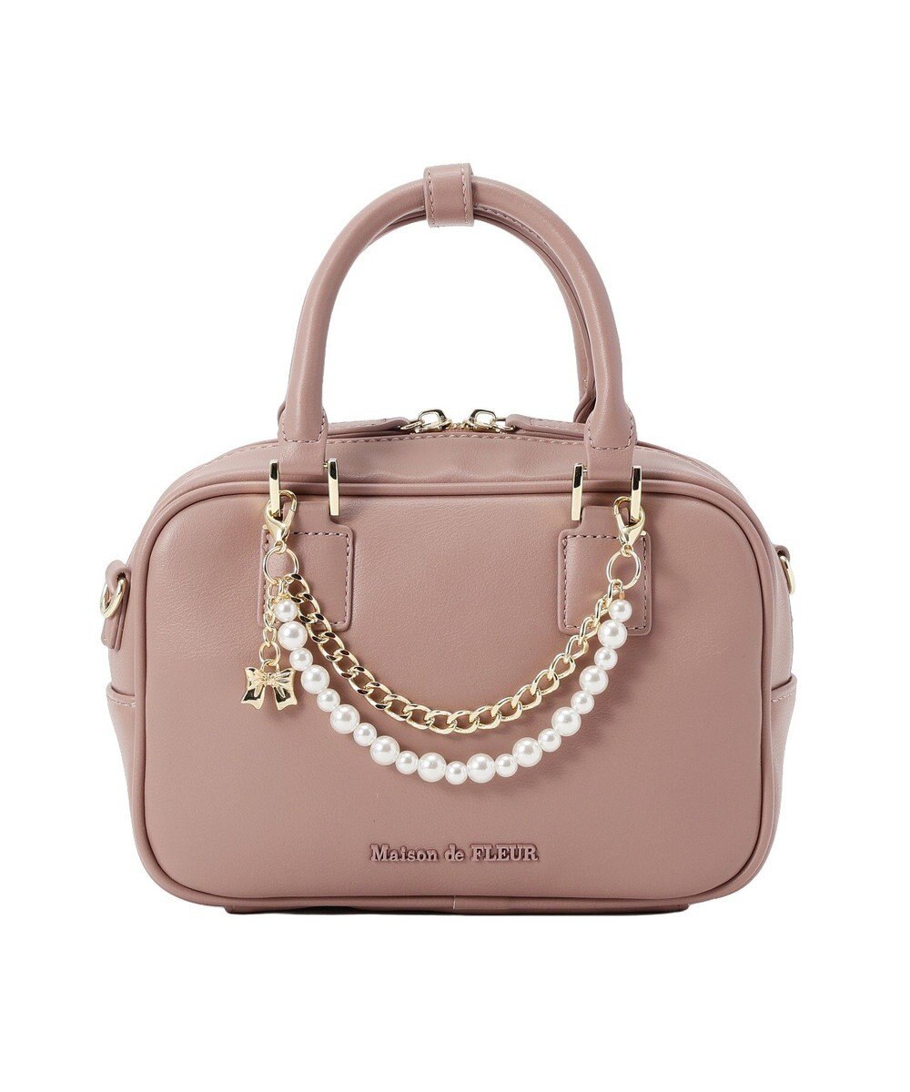 Maison de FLEUR チャーム付きワイドボストンバッグ 