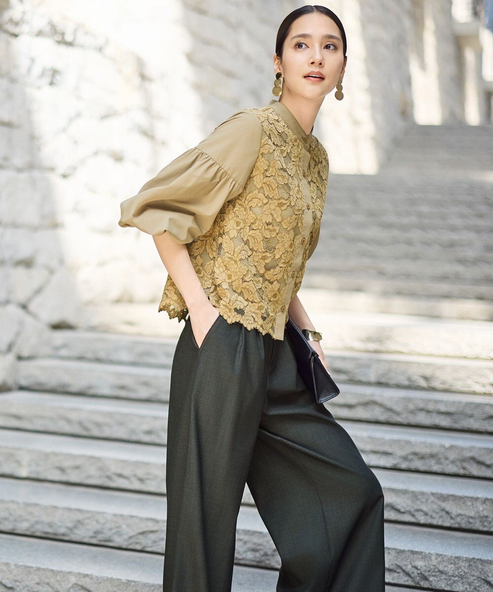 自由区 【SHIHOさん着用】レースブロッキング ブラウス 