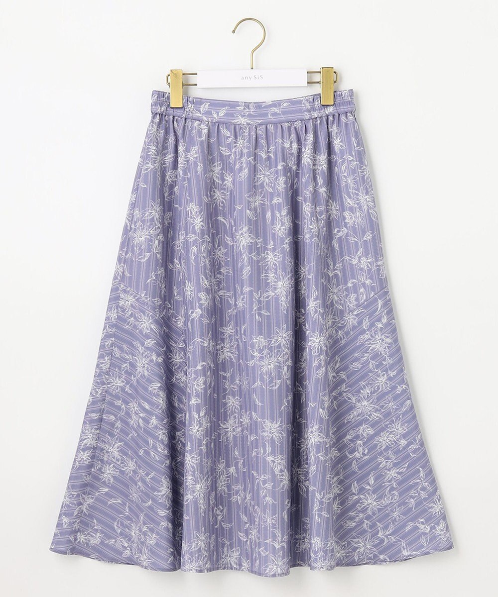 ANY SIS 【洗える】ラインフラワーストライプ スカート 